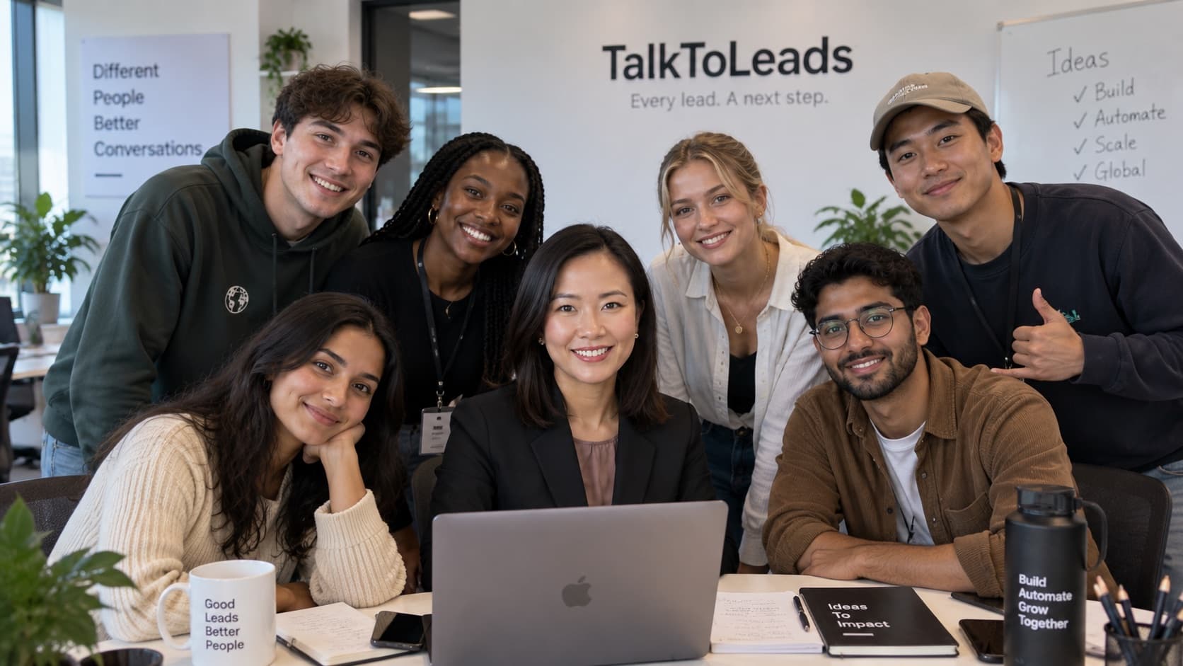 The TalkToLeads team working together at a shared desk